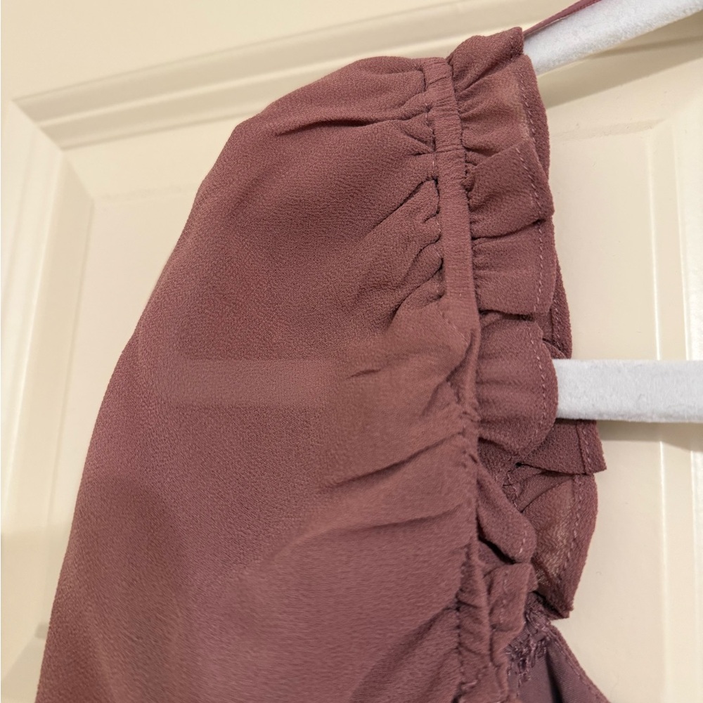 Astr the Label Toni Ruched Peplum Halter Tie Blouse in Dusty Rose - Picture 4 of 6